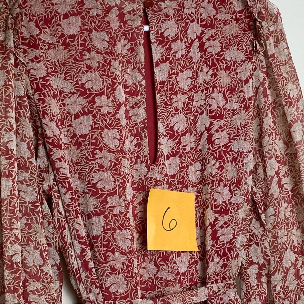 Saints + Secrets High Neck Chiffon Ruffle Dress.Tie Waist Size M - Picture 15 of 16